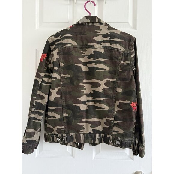 Anthropologie Pilcro Size S Camo Camouflage Embroidered Denim Jacket - Picture 3 of 10